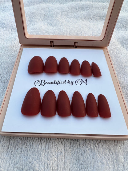 NM02: Matt Almond Shaped Press on Nails