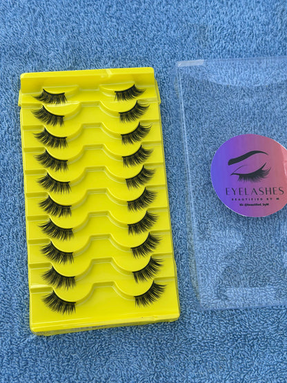 BM010: 10 Pairs Half Eye Cat Eyelashes – Natural Lift, Flirty Flair