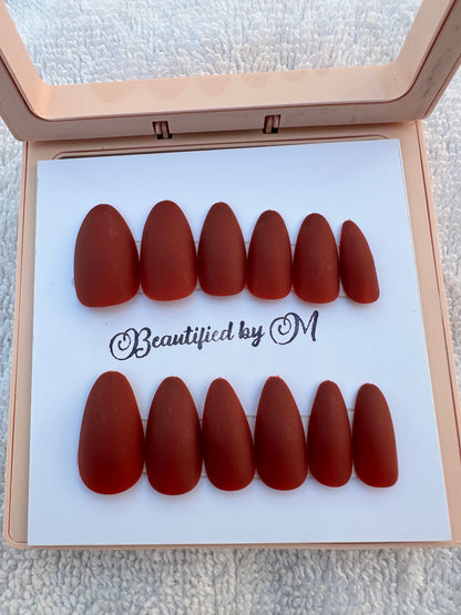NM02: Matt Almond Shaped Press on Nails