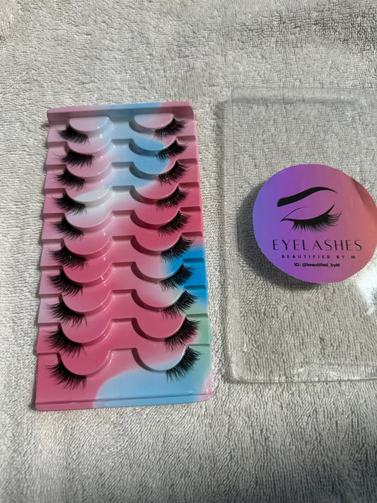 BM1001: Natural C-Curl Natural effect False Eyelashes 10 pairs (Rainbow Edition)