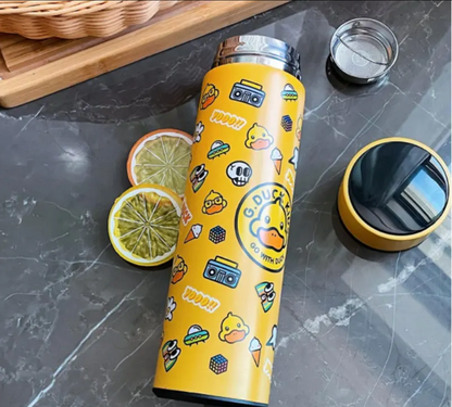 Quack-tastic Stainless Steel Thermos: Cute Duck Pattern, Premium Vacuum Insulation with Temperature