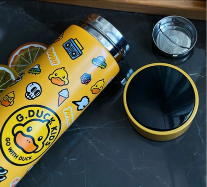 Quack-tastic Stainless Steel Thermos: Cute Duck Pattern, Premium Vacuum Insulation with Temperature