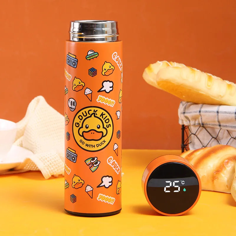 Quack-tastic Stainless Steel Thermos: Cute Duck Pattern, Premium Vacuum Insulation with Temperature